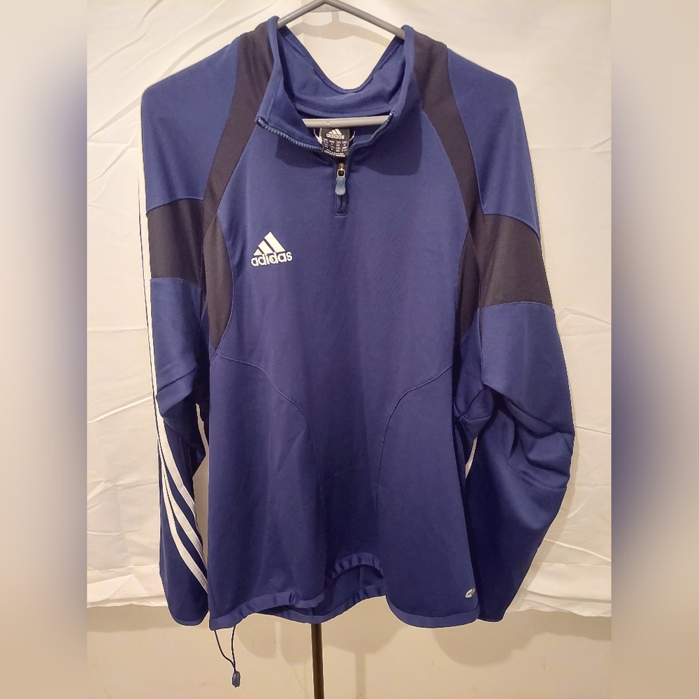 Adidas Clima Cool Dark Blue and White Men's XL Pullover Long Sleeve Sweater